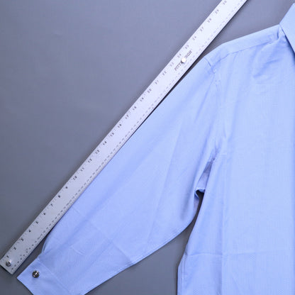 NWT Haggar Mens Dress Shirt 2XB 18.5 36/37 Classic Fit Blue Stretch Geometric