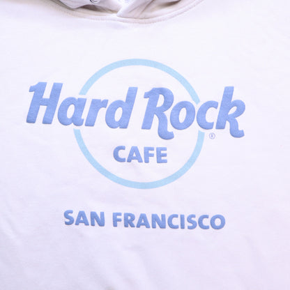 Hard Rock Cafe San Francisco Hoodie XL Cream Pastel Blue Graphic Logo Sweatshirt