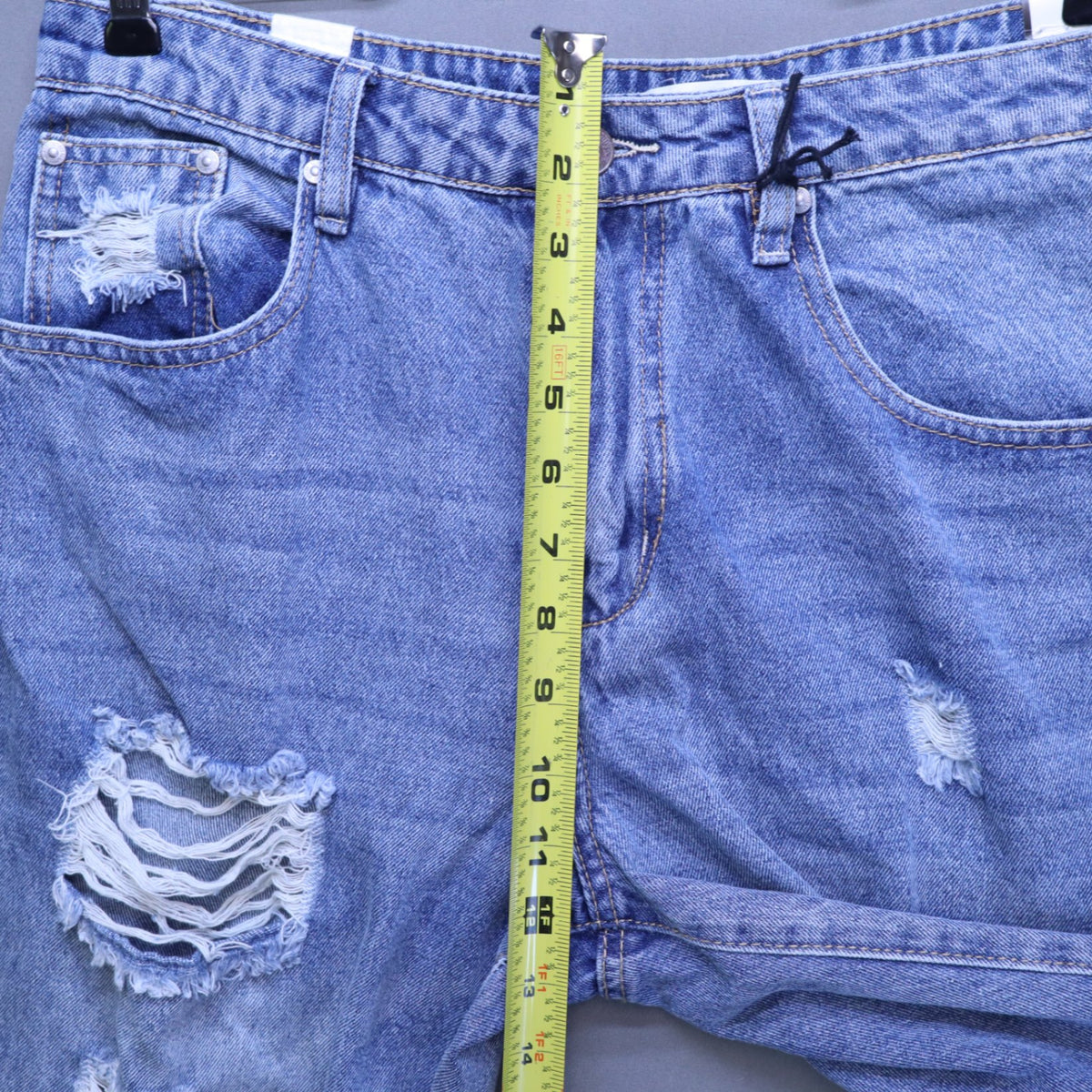 NWT Almost Famous Boyfriend Jeans Size 13 Distressed Raw Hem High Rise Denim