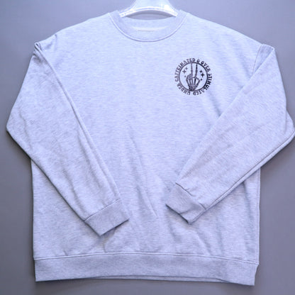 Under Caffeinated Over Stimulated Sweatshirt XL Gray Skeleton Peace Sign Pullover