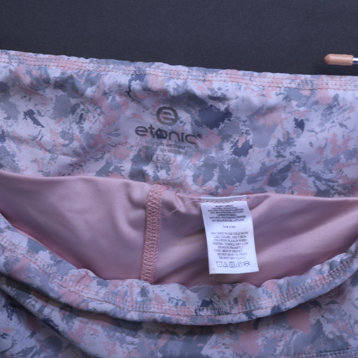 Etonic Tennis Skort Skirt Womens Large Pink Gray Camo Pleated Built-in Shorts