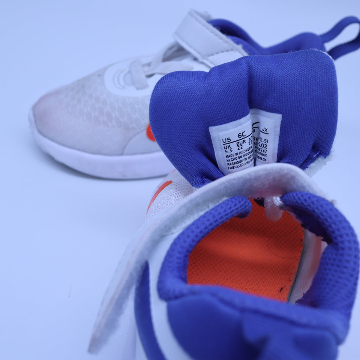 Nike Flex Runner 2 TD Toddler Shoes Size 6C White Orange Blue DJ6039-102