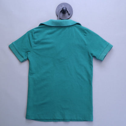 Lacoste Boys Polo Shirt Size 6-7 Green Big Spellout Logo Crocodile Cotton Pique