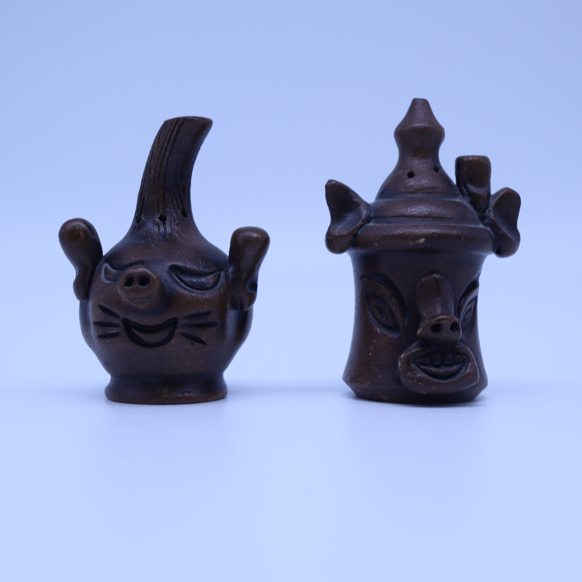 Studio Art Vintage Studio Art Pottery Face Jug Salt and Pepper Shakers Clay Grotesque Set