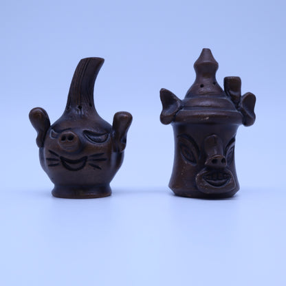 Studio Art Vintage Studio Art Pottery Face Jug Salt and Pepper Shakers Clay Grotesque Set