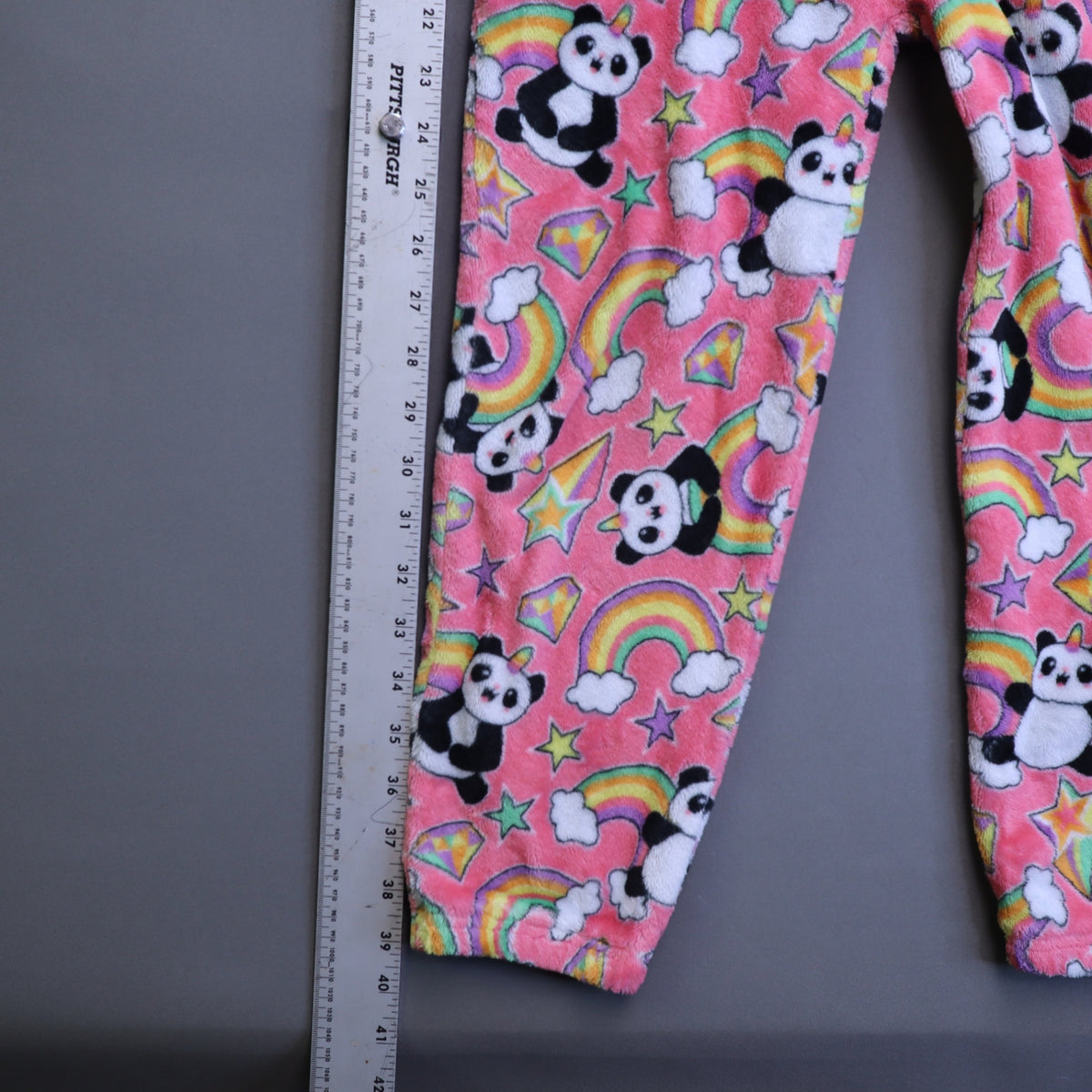 Candy Pink Girls Hooded Fleece Sleeper 6/6X Pandacorn Rainbow Union Suit Pajamas