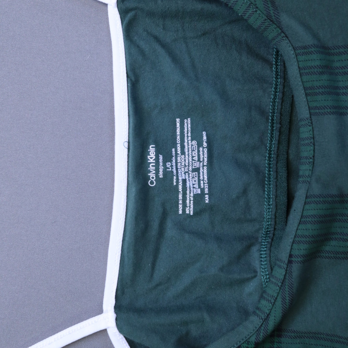 NWT Calvin Klein Sleepwear Camisole Top Large Green Plaid Logo Straps Cami Tank