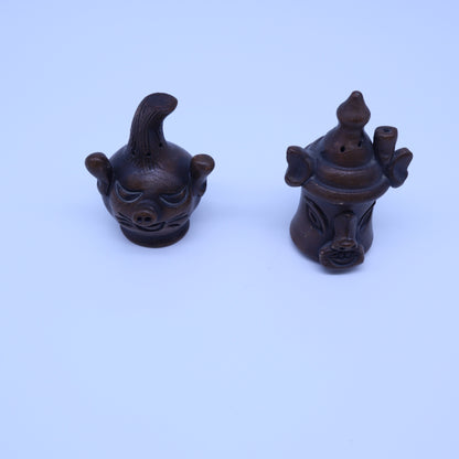 Studio Art Vintage Studio Art Pottery Face Jug Salt and Pepper Shakers Clay Grotesque Set