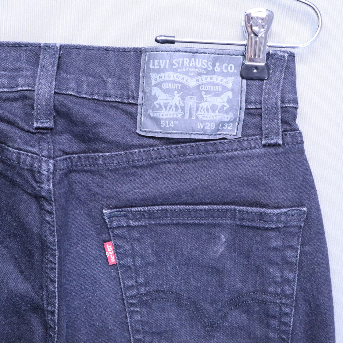 Levis 514 Straight Fit Jeans Mens W29 L32 Faded Black Denim Red Tab Pants