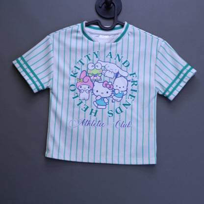Sanrio Hello Kitty and Friends Athletic Club Jersey Shirt Kids XS 4/5 Striped