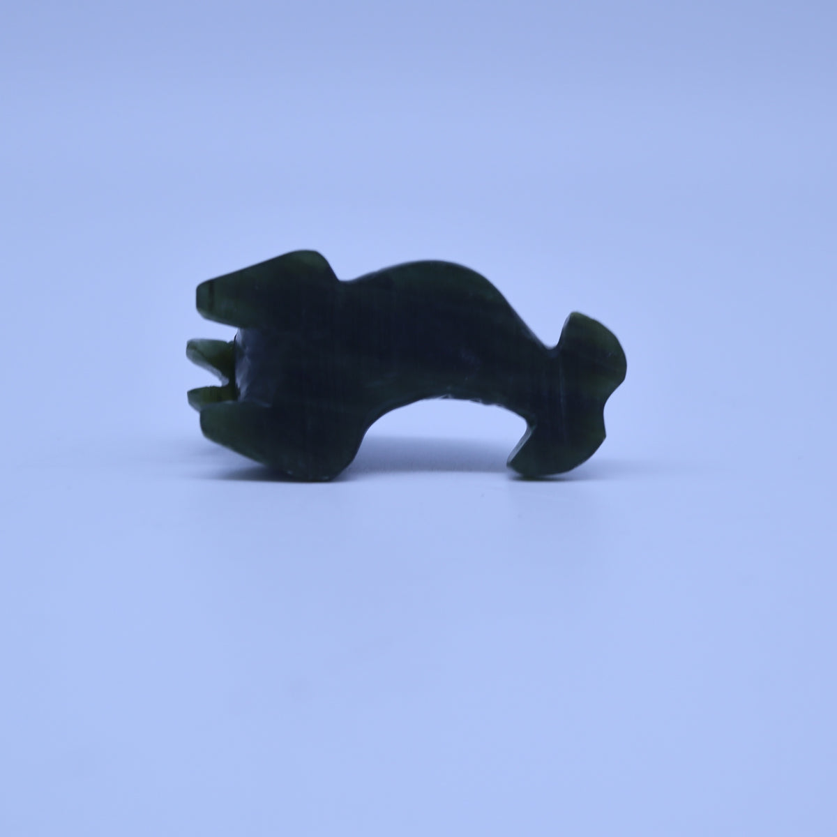 Inuit Hand Carved Canadian Dark Green Nephrite Jade Soapstone Walrus Figurine