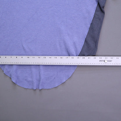 Free People We The Free Thermal Top XS Blue Gray Colorblock Raw Hem Slouchy