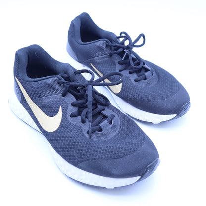 Nike Revolution 5 GS Youth Size 7Y Black Metallic Gold Running Shoes DN8207-002