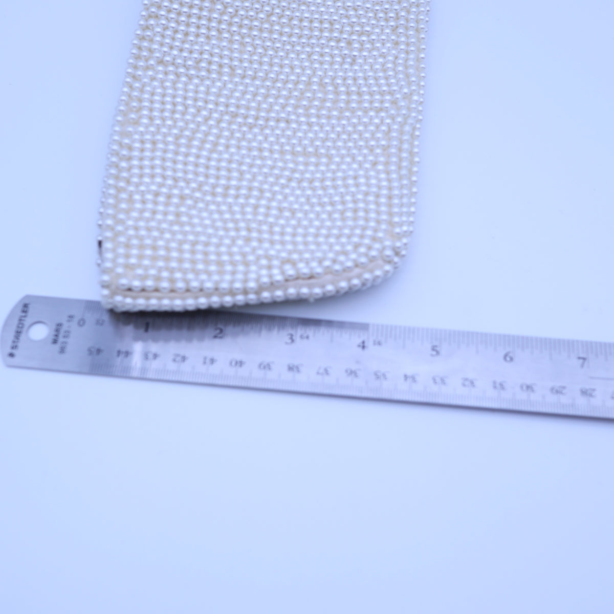Vintage Faux Pearl Beaded Evening Clutch Bag White Zipper Formal Bridal Purse