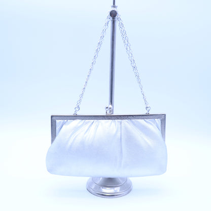 Vintage Walborg Silver Metallic Lame Evening Bag Kisslock Frame Clutch Chain