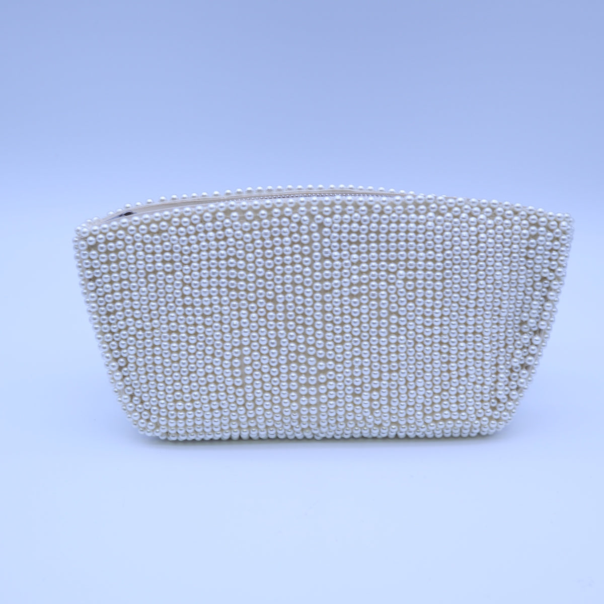 Vintage Faux Pearl Beaded Evening Clutch Bag White Zipper Formal Bridal Purse