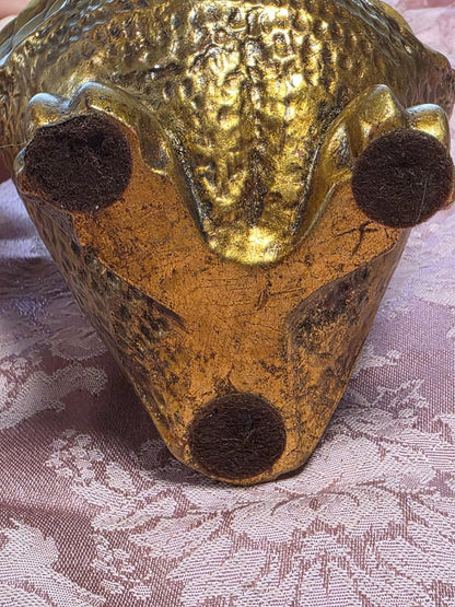 VTG Freeman McFarland Owl Figurine Gold 5.5"  Ceramic Big Eyes Funky Whimsical