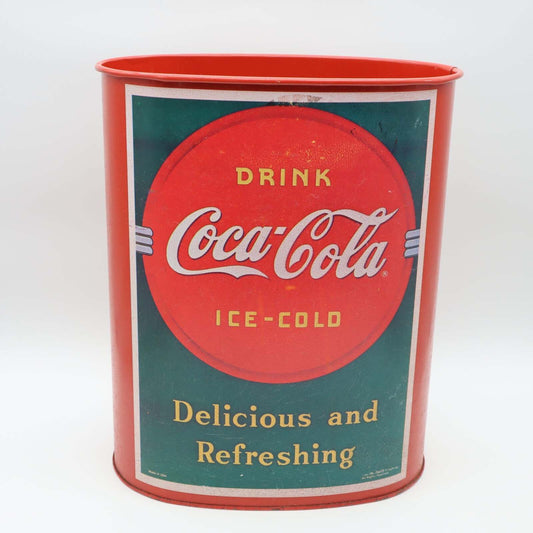 Coca-Cola Vintage Style Metal Wastebasket Trash Can Red Delicious and Refreshing
