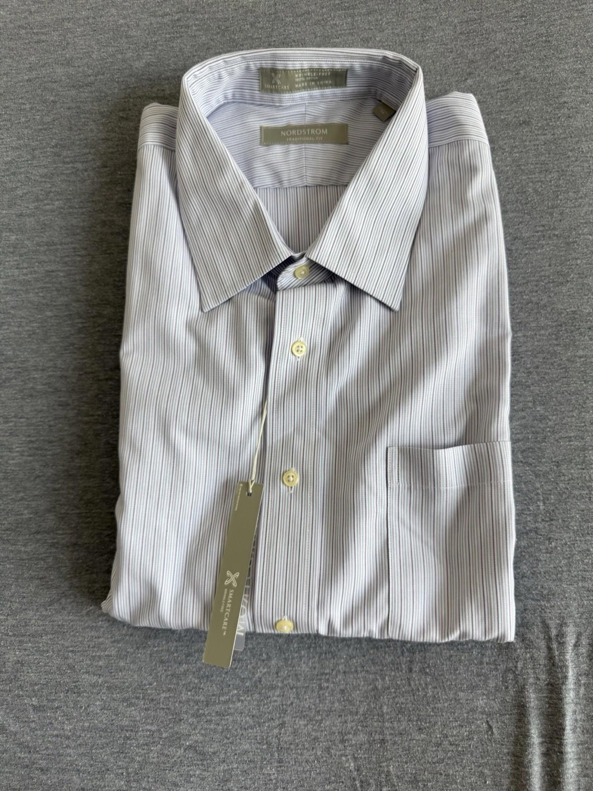 Nordstrom Men’s Lavender Striped Dress Shirt Traditional Fit 17.5/36