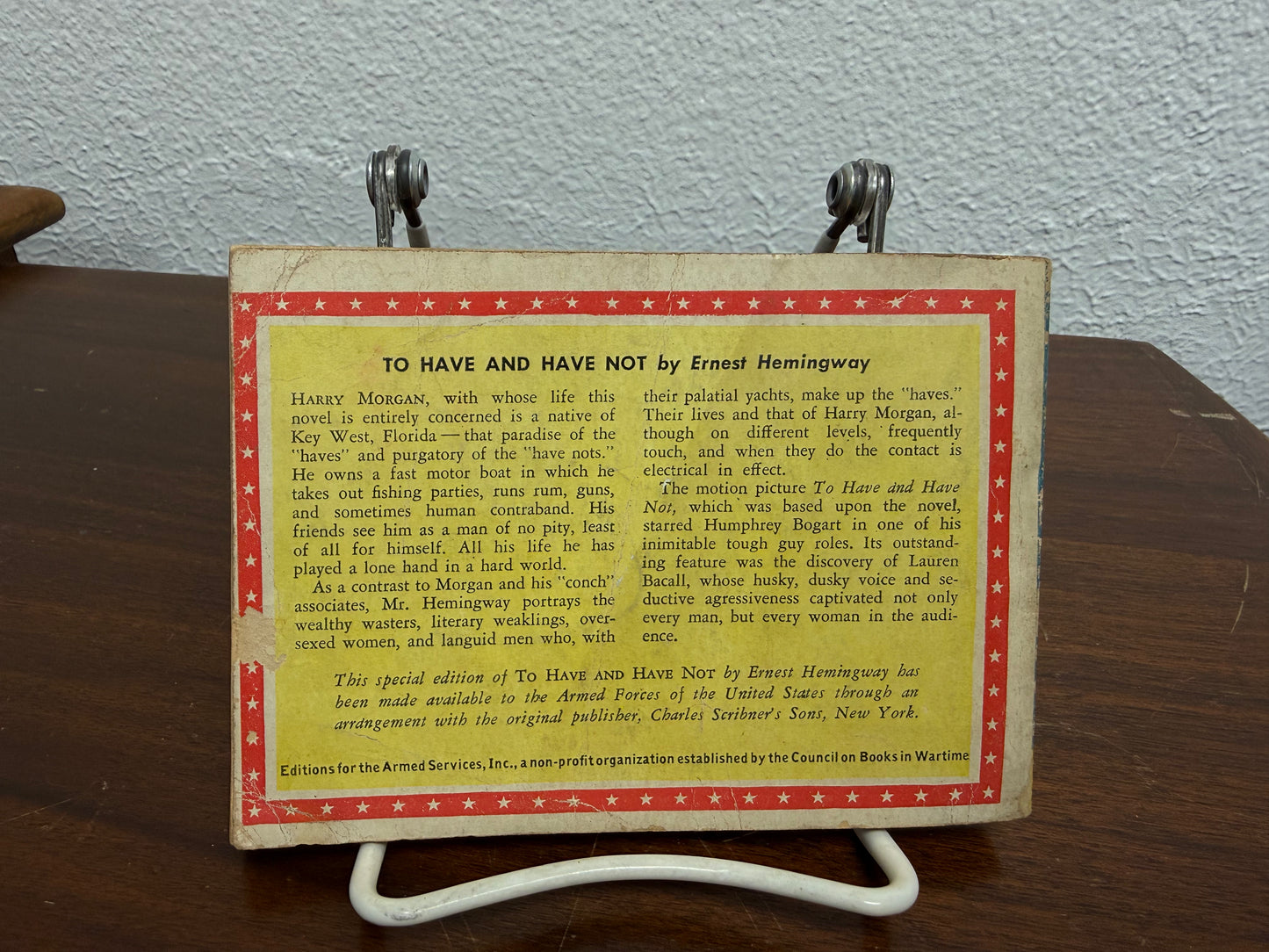Ernest Hemingway "To Have and Have Not" Armed Forces Edition