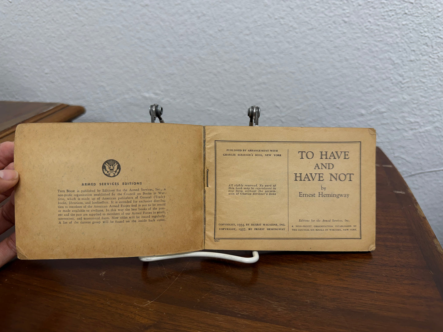 Ernest Hemingway "To Have and Have Not" Armed Forces Edition