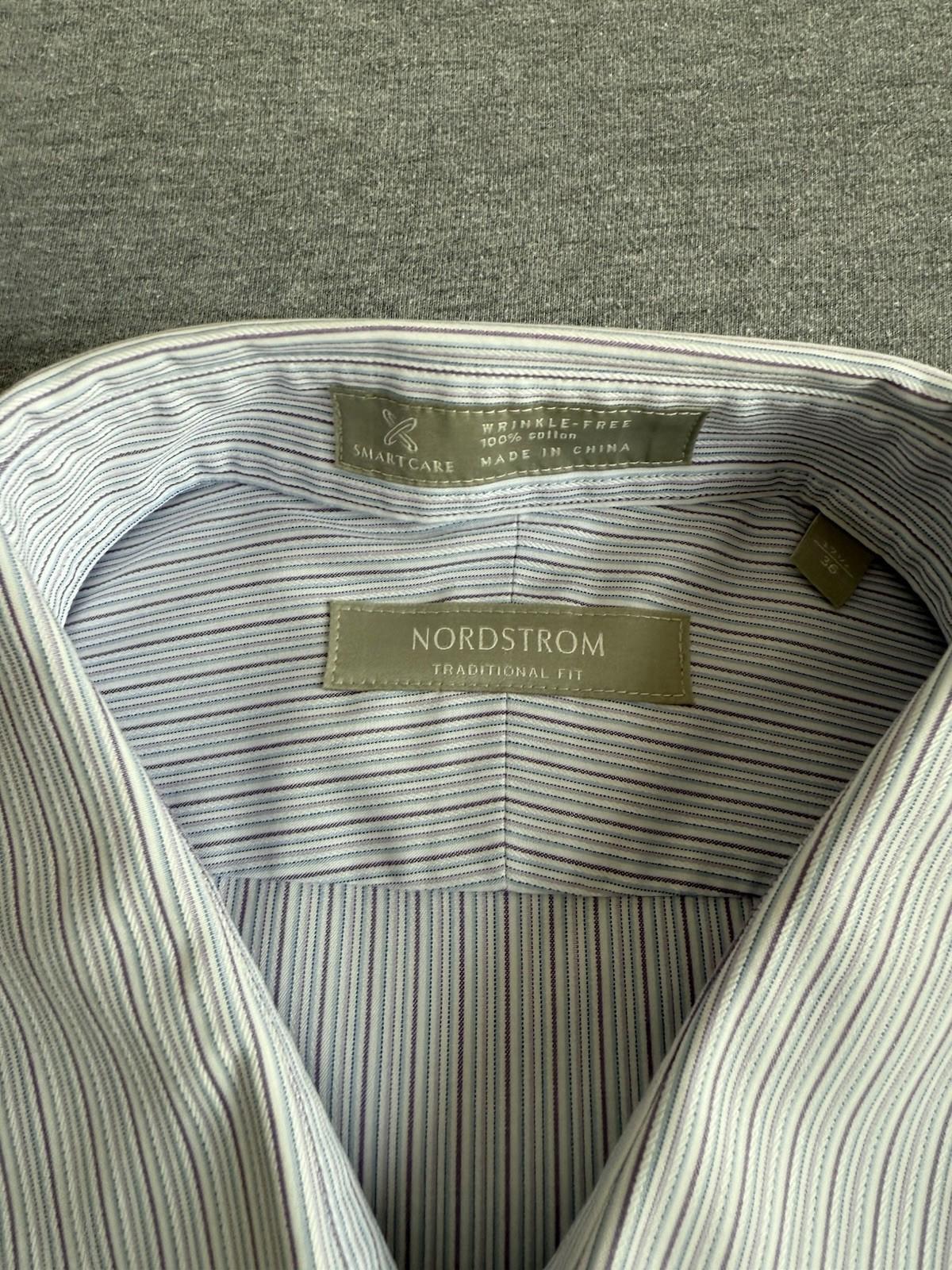 Nordstrom Men’s Lavender Striped Dress Shirt Traditional Fit 17.5/36
