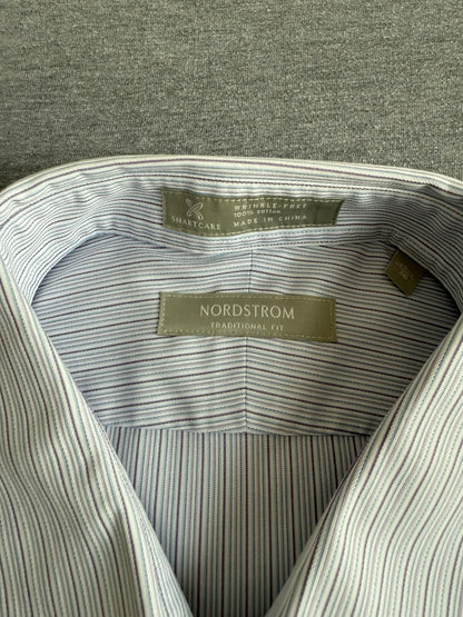 Nordstrom Men’s Lavender Striped Dress Shirt Traditional Fit 17.5/36