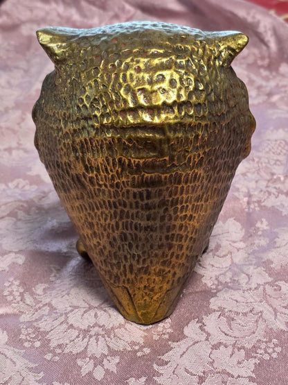 VTG Freeman McFarland Owl Figurine Gold 5.5"  Ceramic Big Eyes Funky Whimsical